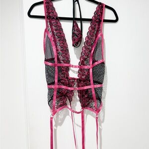 Shirley of Hollywood Hot Pink Embroidered Garter Set – XS/S